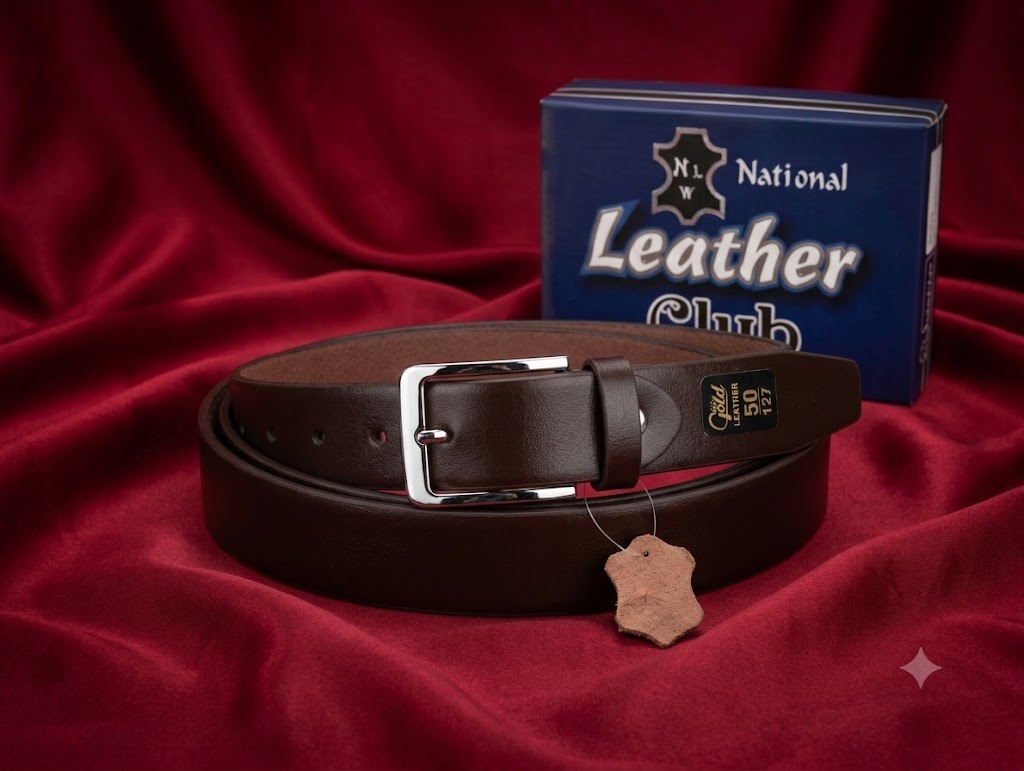 Classic Premium Genuine Brown Leather Belt with Silver Pin Buckle